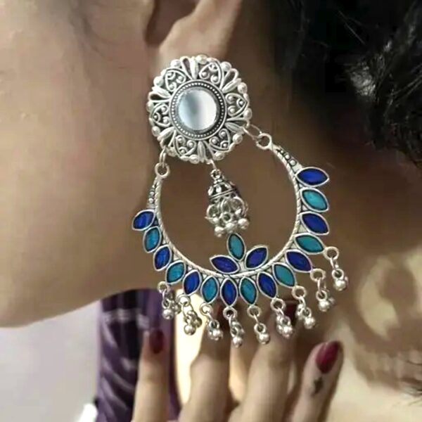 Prena Blue Oxidised Earrings - Image 2