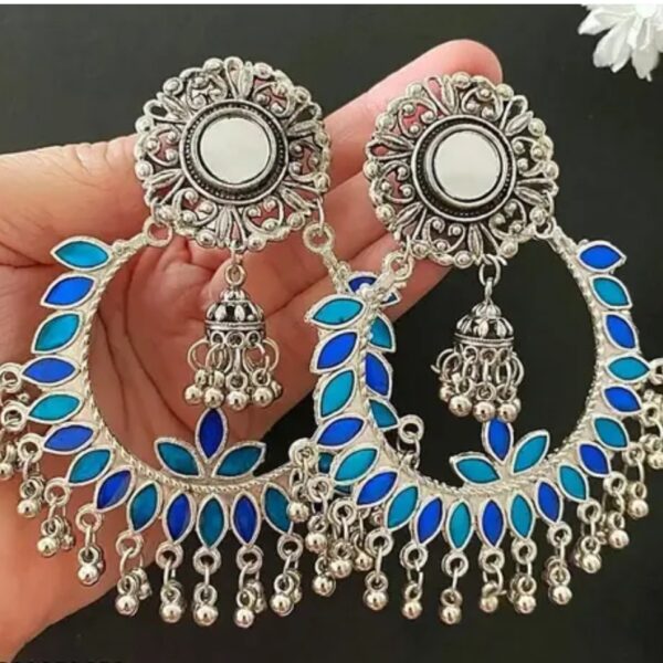 Prena Blue Oxidised Earrings - Image 3