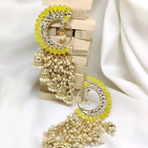 T11011- Jhumki beads earrings for women, Yellow