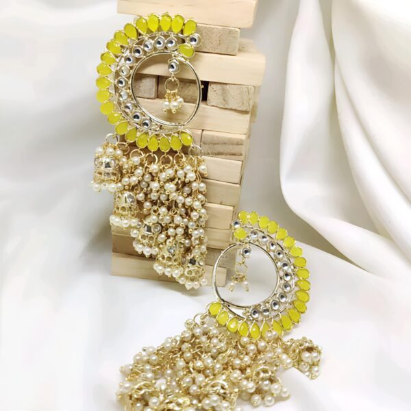 T11011- Jhumki beads earrings for women, Yellow