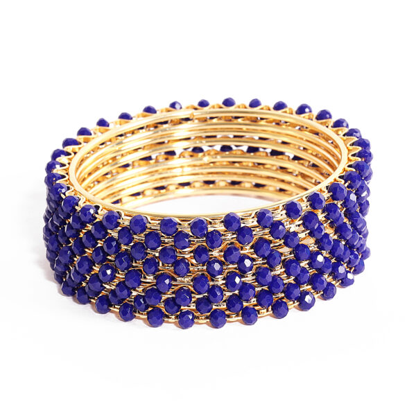 T14002-Small Beads Trendy Bangles, Blue - Image 3