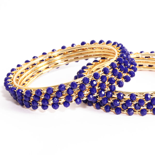 T14002-Small Beads Trendy Bangles, Blue - Image 2