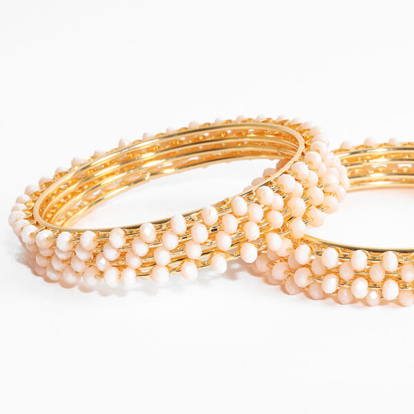 T14006-Small Beads Trendy Bangles, Peach - Image 2