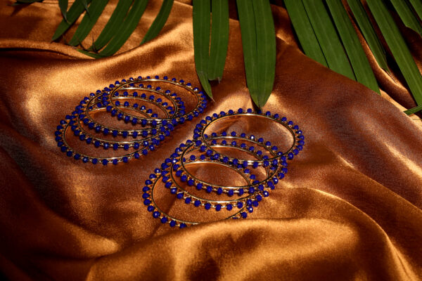 T14002-Small Beads Trendy Bangles, Blue