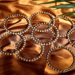 T14009-Small Beads Trendy Bangles, Light Aqua