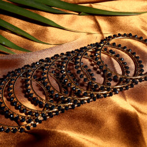T14003-Small Beads Trendy Bangles, Black