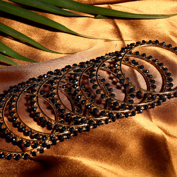 T14003-Small Beads Trendy Bangles, Black