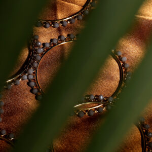 T14008-Small Beads Trendy Bangles, Grey