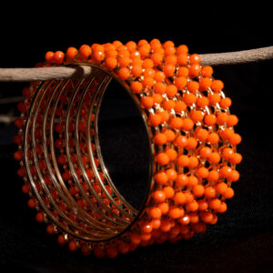 T14001-Small Beads Trendy Bangles, Orange