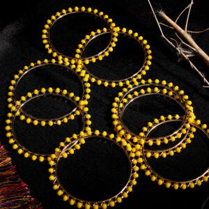 T14005-Small Beads Trendy Bangles, Yellow