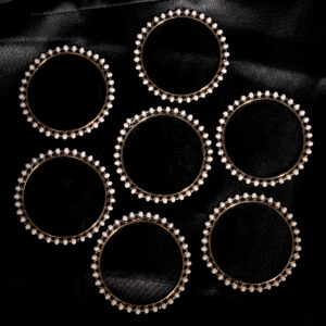 T14006-Small Beads Trendy Bangles, Peach