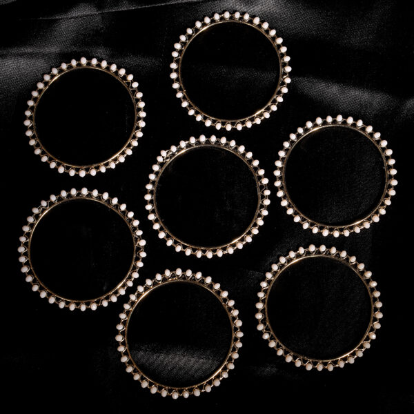 T14006-Small Beads Trendy Bangles, Peach