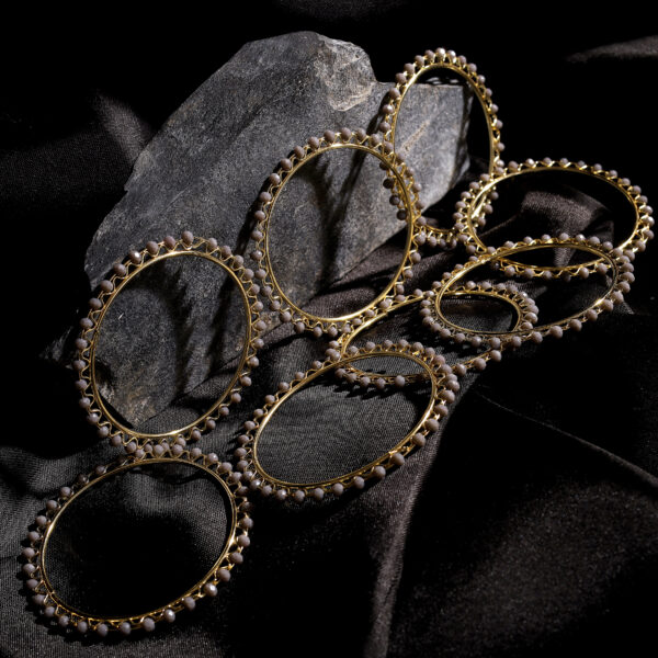 T14008-Small Beads Trendy Bangles, Grey - Image 2