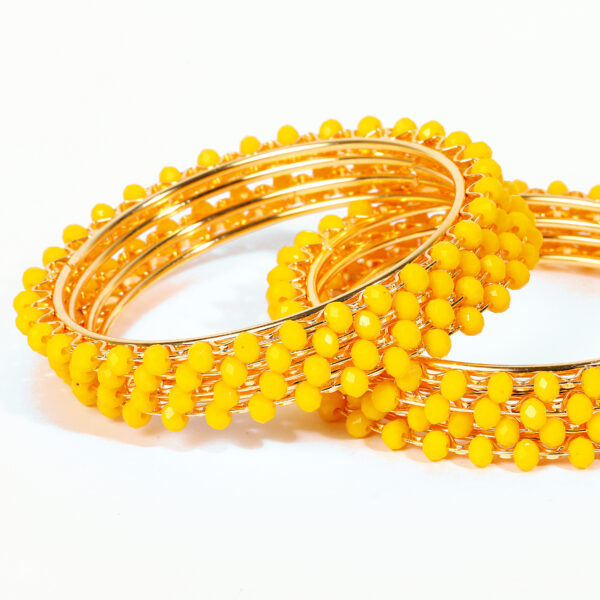 T14005-Small Beads Trendy Bangles, Yellow - Image 2