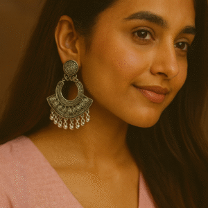 T11029-Oxidised Layered Earring