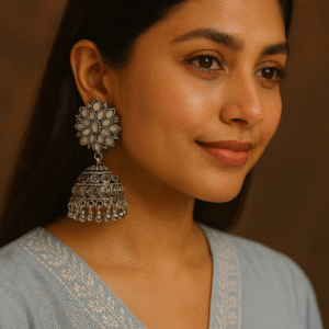 T11026-Oxidised Mirror Jhumka