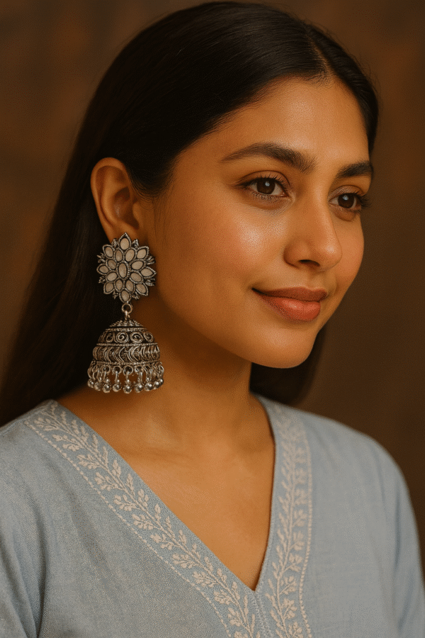 T11026-Oxidised Mirror Jhumka