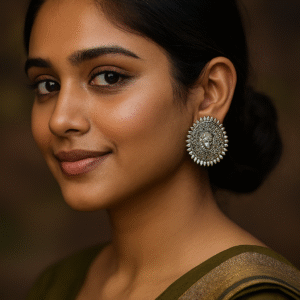 T11018-Oxidised Goddess Motif Stud