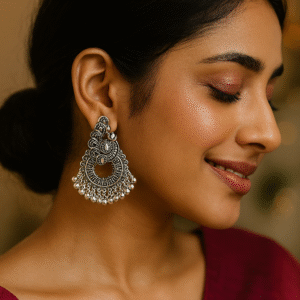 T11015- Peacock Oxidised Earring