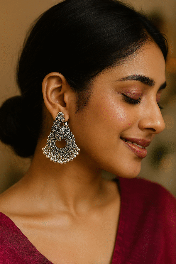 T11015- Peacock Oxidised Earring