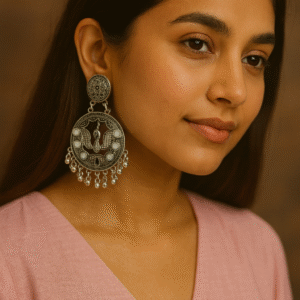 T11031-Oxidised Bird Earring