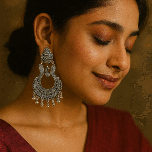 T11028-Oxidised Multi Layer Earring