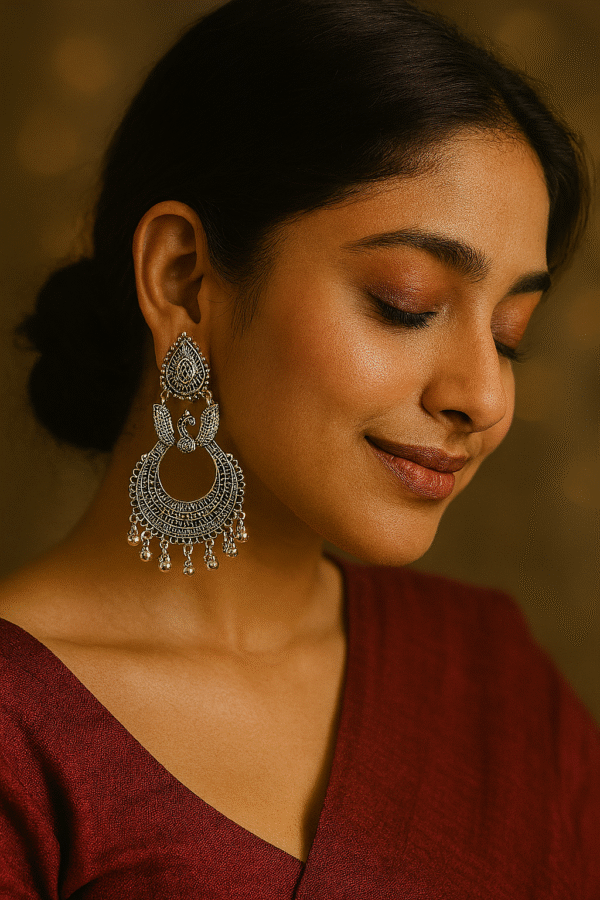 T11028-Oxidised Multi Layer Earring