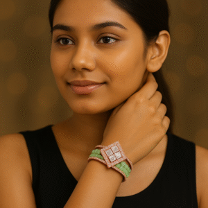 T16001-RoseGold Bracelet, Light Green